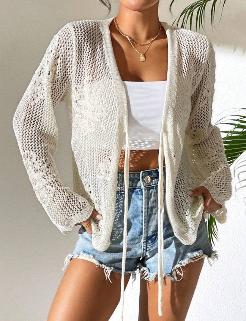 SICAT™ – Elegant Tie Front Long Sleeve Cardigan